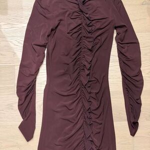 Reiss Dress Womens 0 Harriet Ruffle Front Ruched Sexy Date Midi Bodycon Fashion